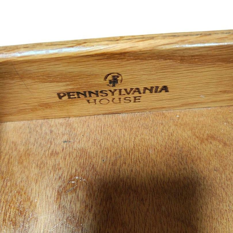 PENNSYLVANIA HOUSE　猫脚 サイドテーブル ガラス天板 引出し付