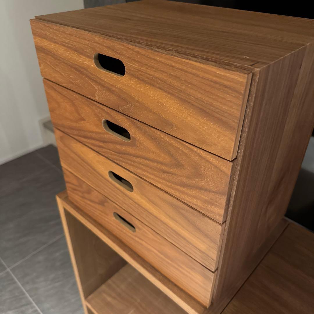 無印良品 スタッキングシェルフセット・１段×２列、３段×２列、ウォールナット