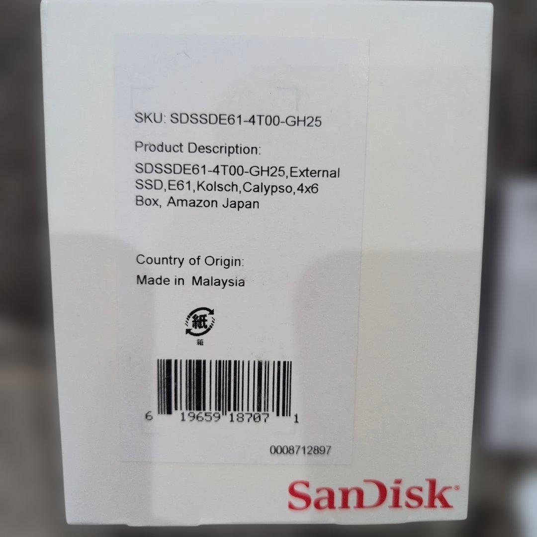 外付けハードディスク・ドライブ SanDisk Extreme Portable SSD 4TB