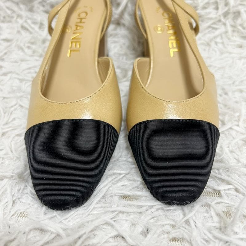 未使用 CHANEL パンプス スリングバック ベージュ ココマーク
