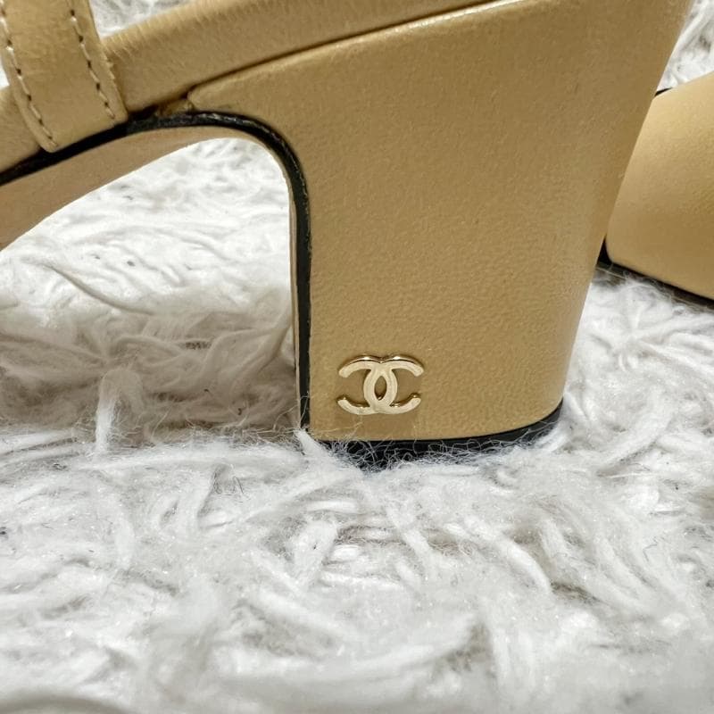 未使用 CHANEL パンプス スリングバック ベージュ ココマーク