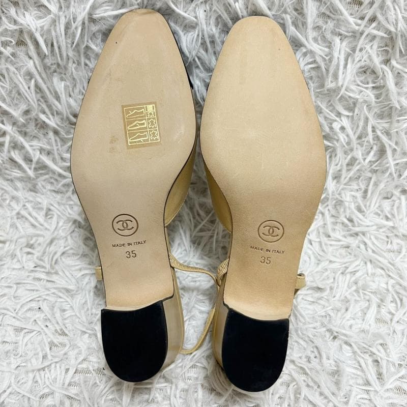 未使用 CHANEL パンプス スリングバック ベージュ ココマーク