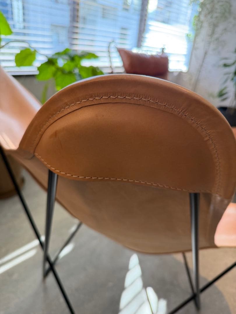 バタフライチェア ベージュ レザー★美品