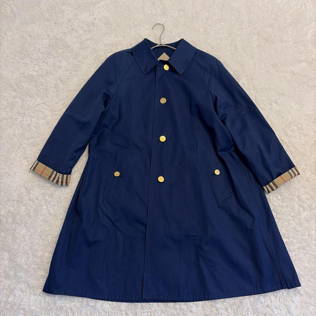 Burberrys 美品✨ステンカラーコート　ビンテージ　ネイビー ノバチェック