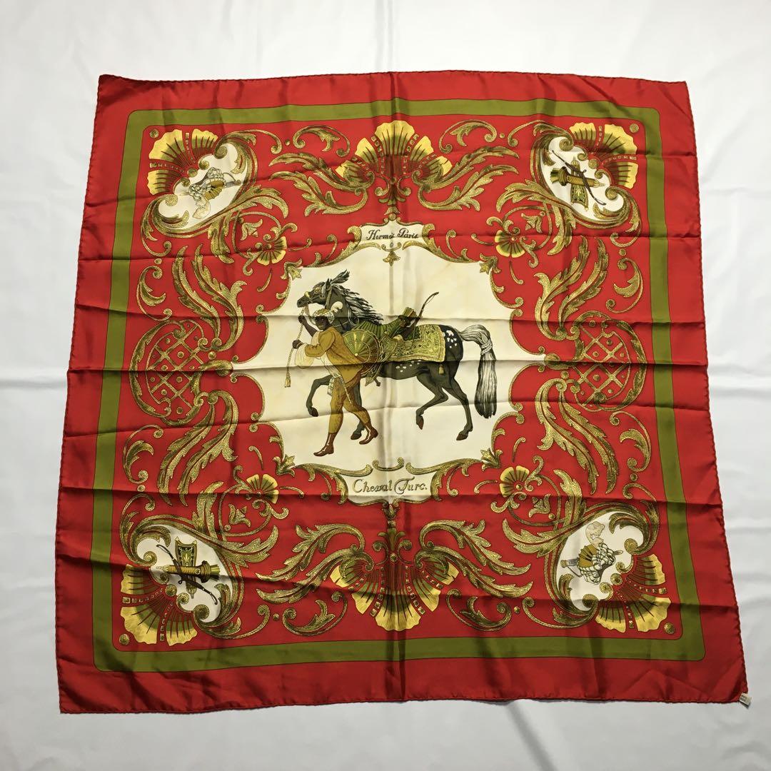 2507-72｜エルメス カレ 90 スカーフ シルク レッド タグあり
