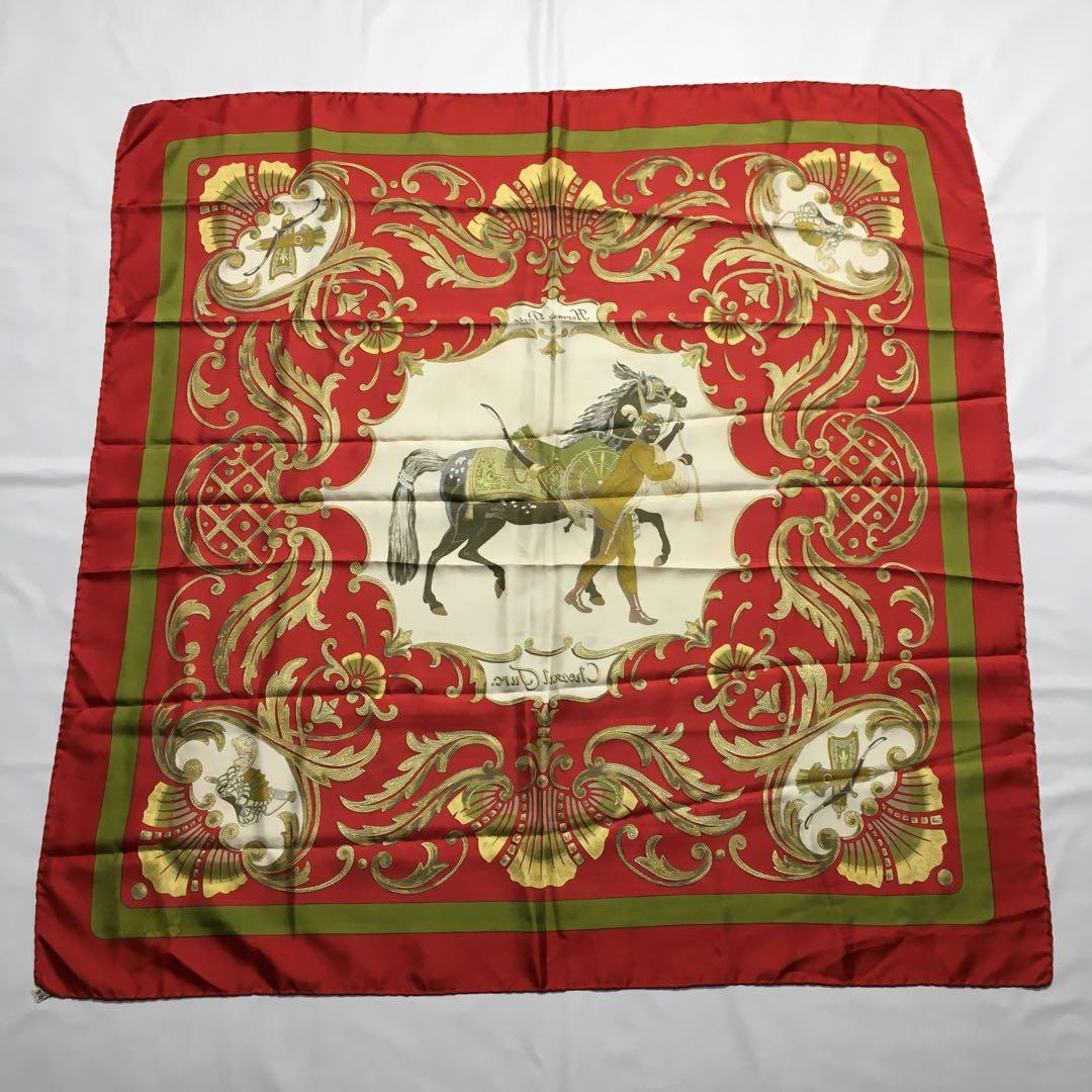 2507-72｜エルメス カレ 90 スカーフ シルク レッド タグあり