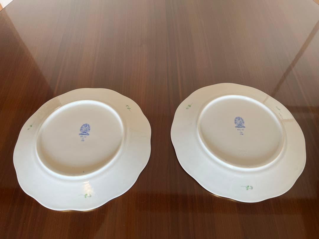 ヘレンド　アポニーグリーン　デザートプレート　2枚セット