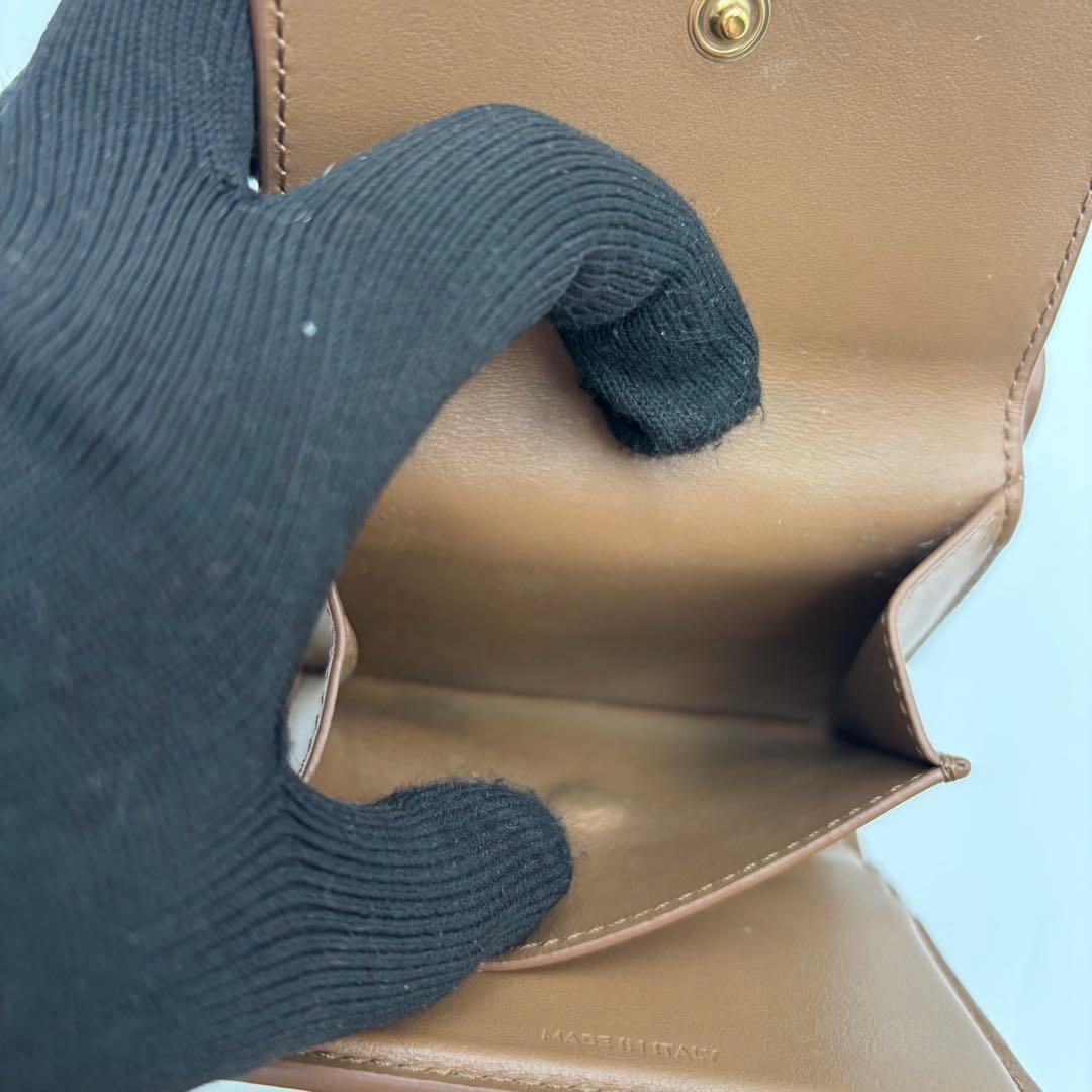 【美品】 CELINE ブラウン 三つ折り財布 トリオンフ 金具ロゴ