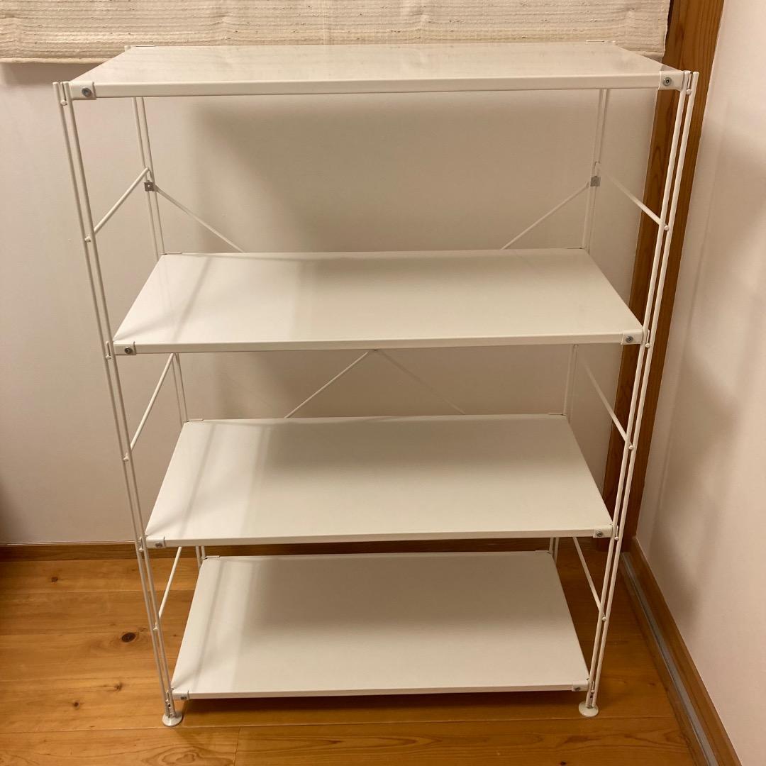 【無印良品】スチールユニットシェルフ・スチール棚セット・ワイド・中・ライトグレー