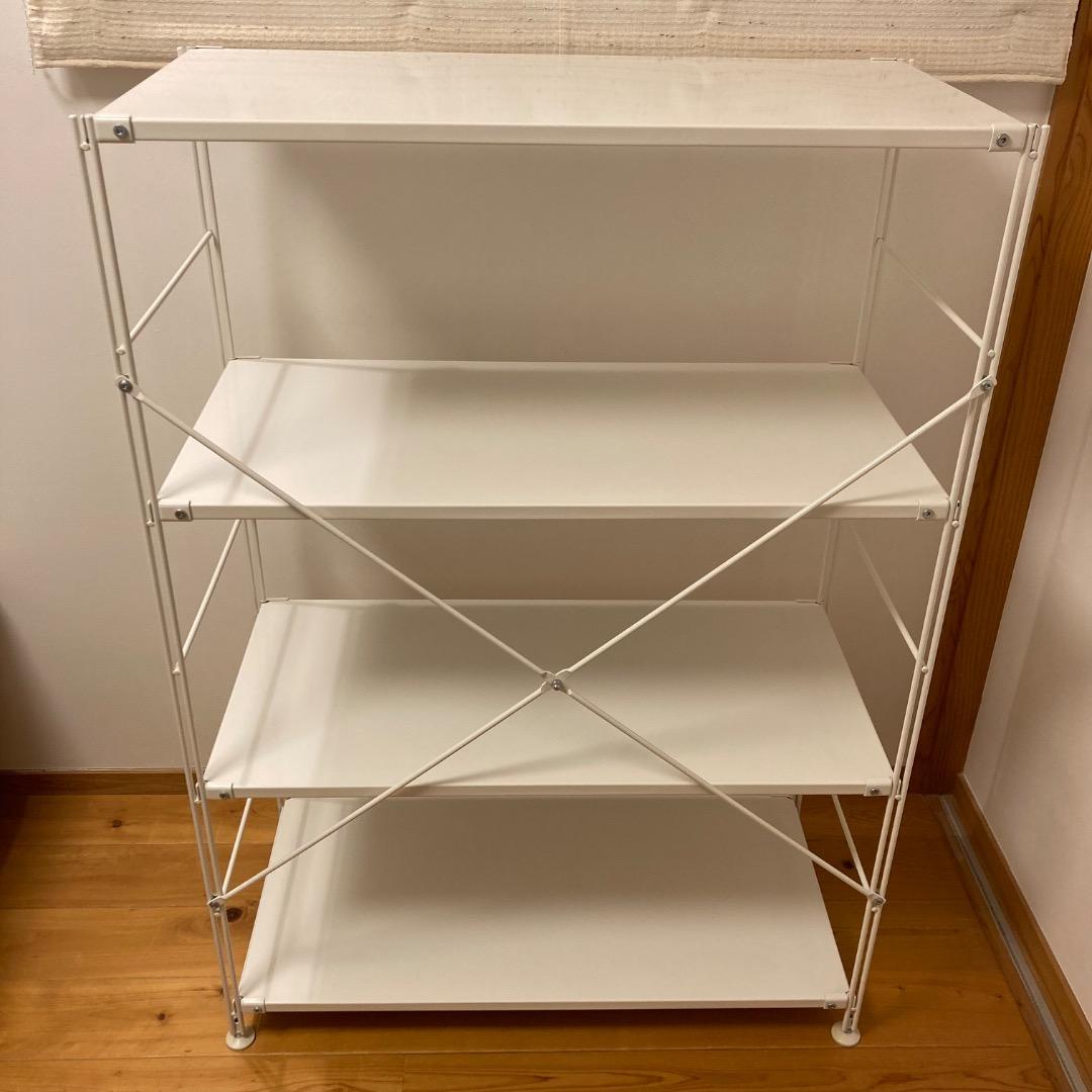 【無印良品】スチールユニットシェルフ・スチール棚セット・ワイド・中・ライトグレー