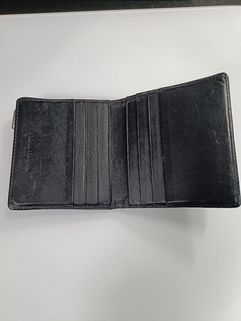 Maison Margiela レザー ペイント ロゴ 二つ折り 財布
