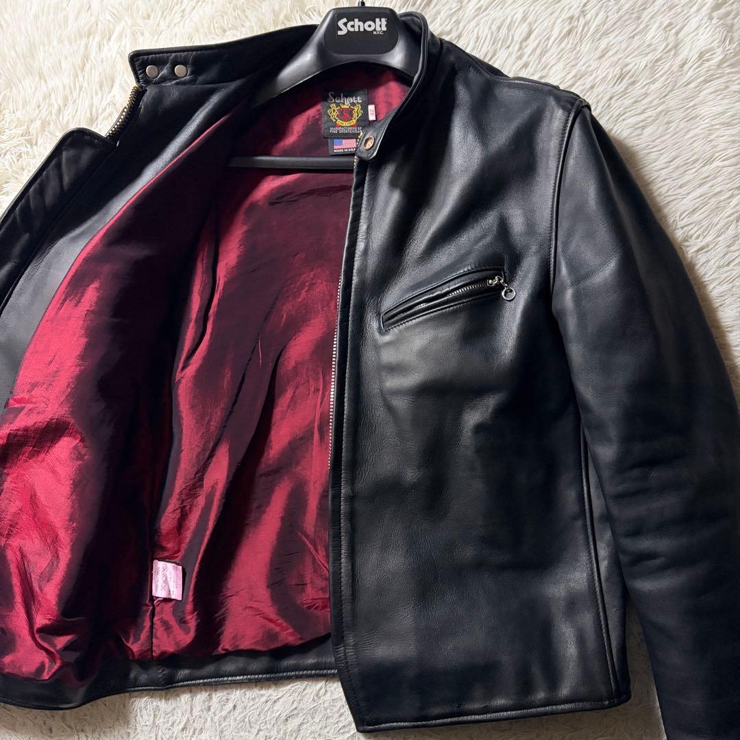 極美品■schott ライダースジャケット　シングル　641XX 7009　42