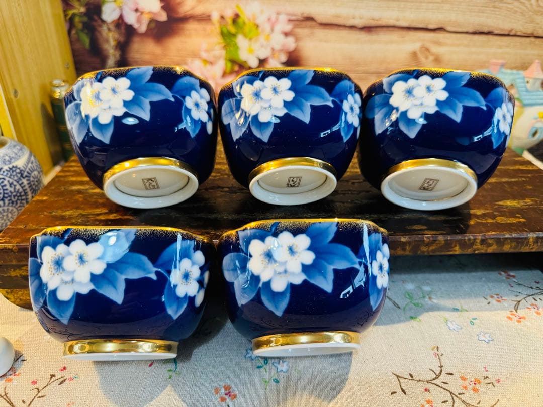 乃りたけ 金彩瑠璃色 小鉢 ５つセット