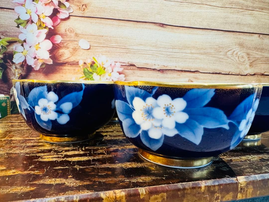 乃りたけ 金彩瑠璃色 小鉢 ５つセット