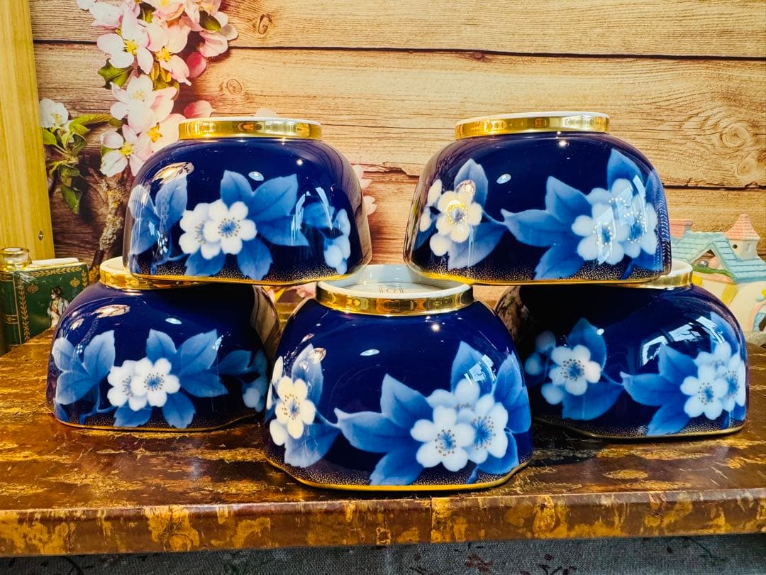 乃りたけ 金彩瑠璃色 小鉢 ５つセット