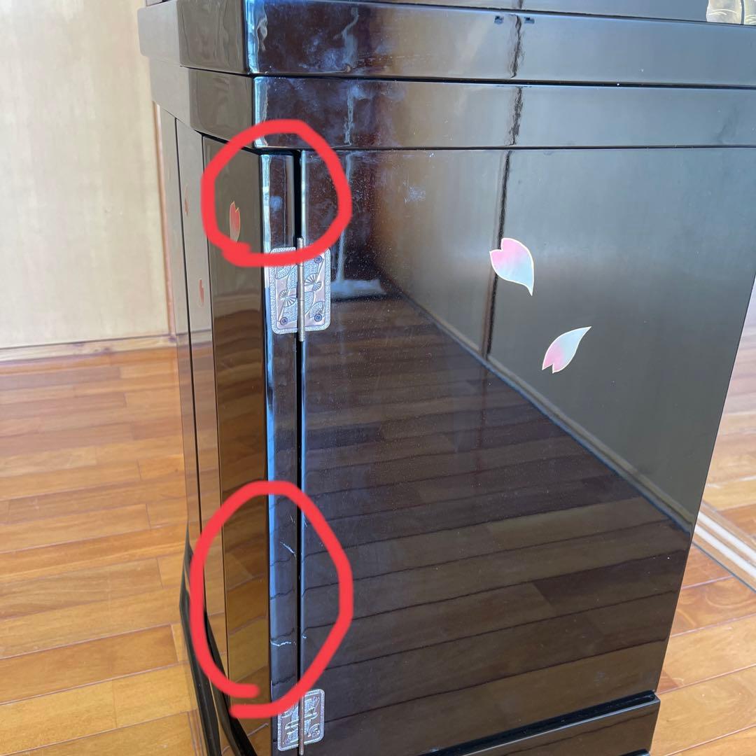 【黒さくら花びら綺麗】中古仏壇　ミニ仏壇　モダン仏壇　漆調仏具