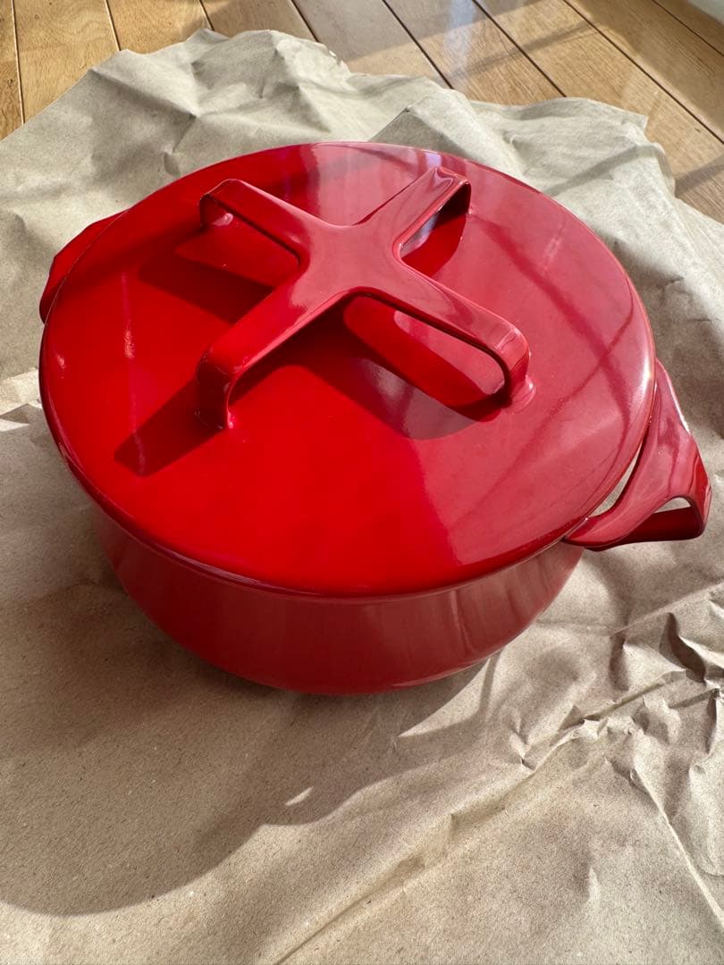 ダンスク☆ホーロー鍋、18cm、赤