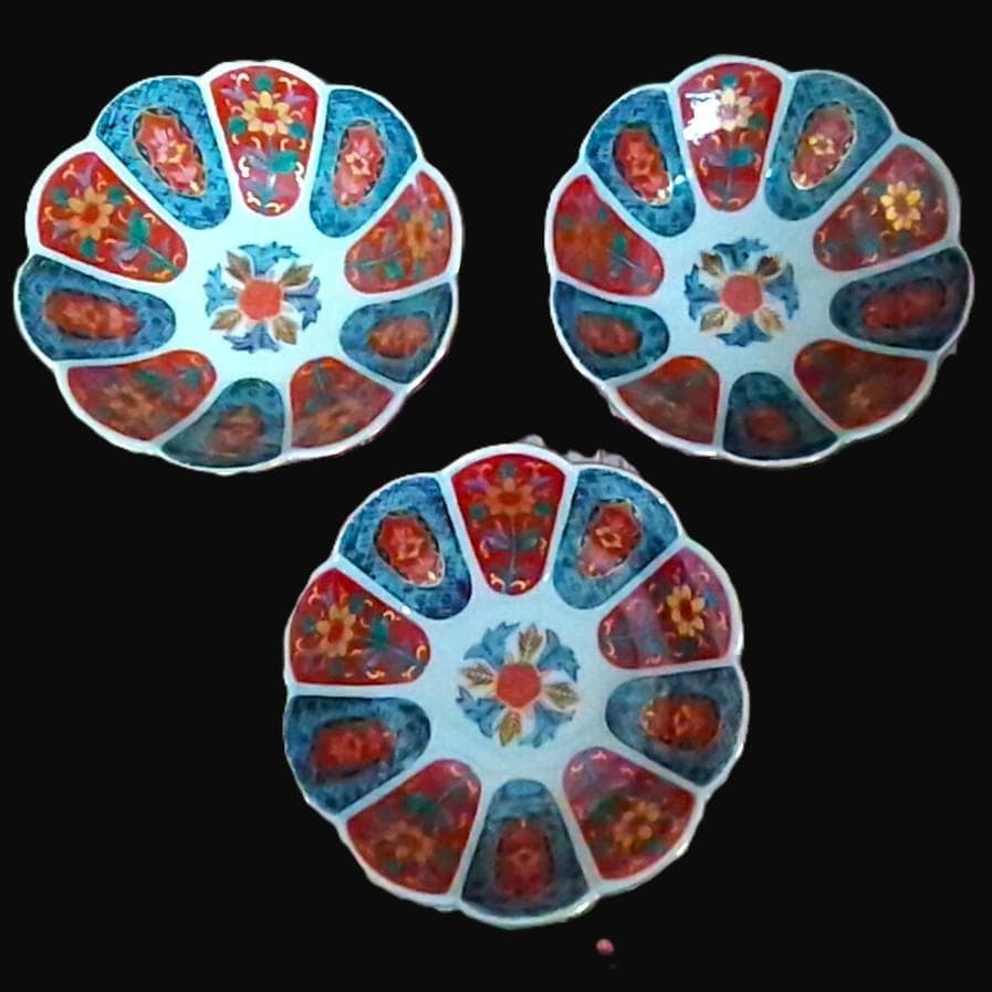 追加可 新品 林九郎窯 十方割花地紋小鉢 金彩輪花鉢 古伊万里