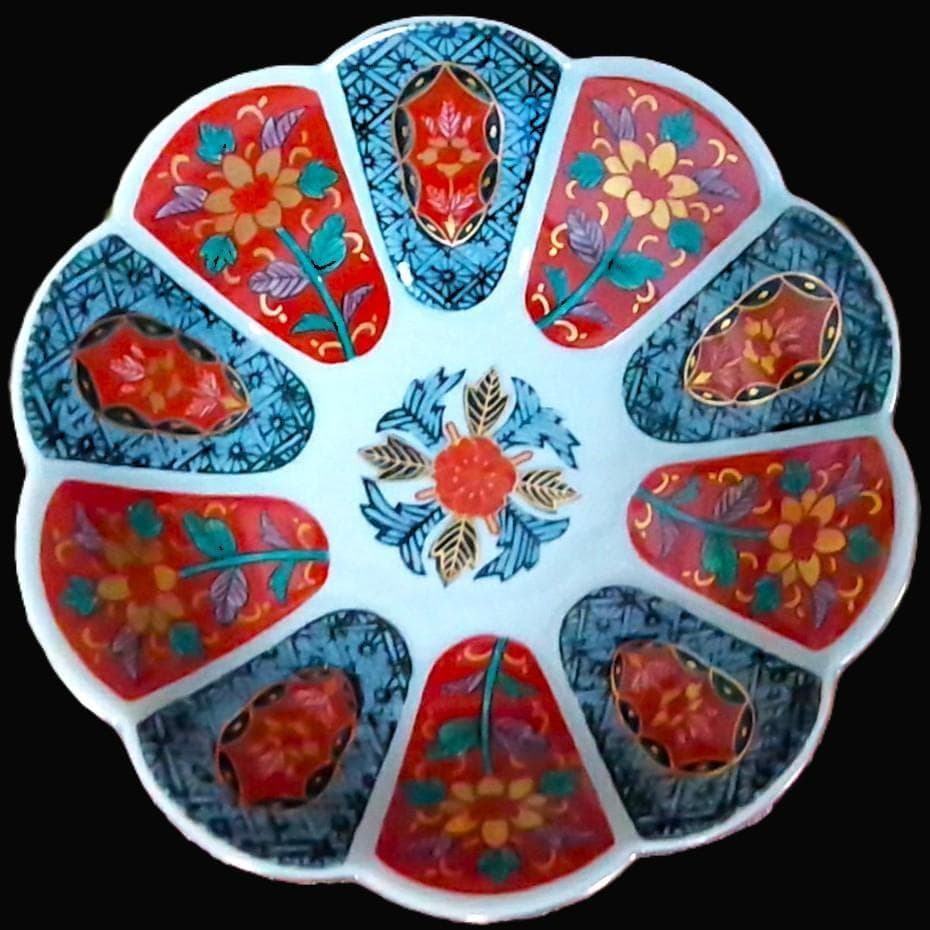 追加可 新品 林九郎窯 十方割花地紋小鉢 金彩輪花鉢 古伊万里
