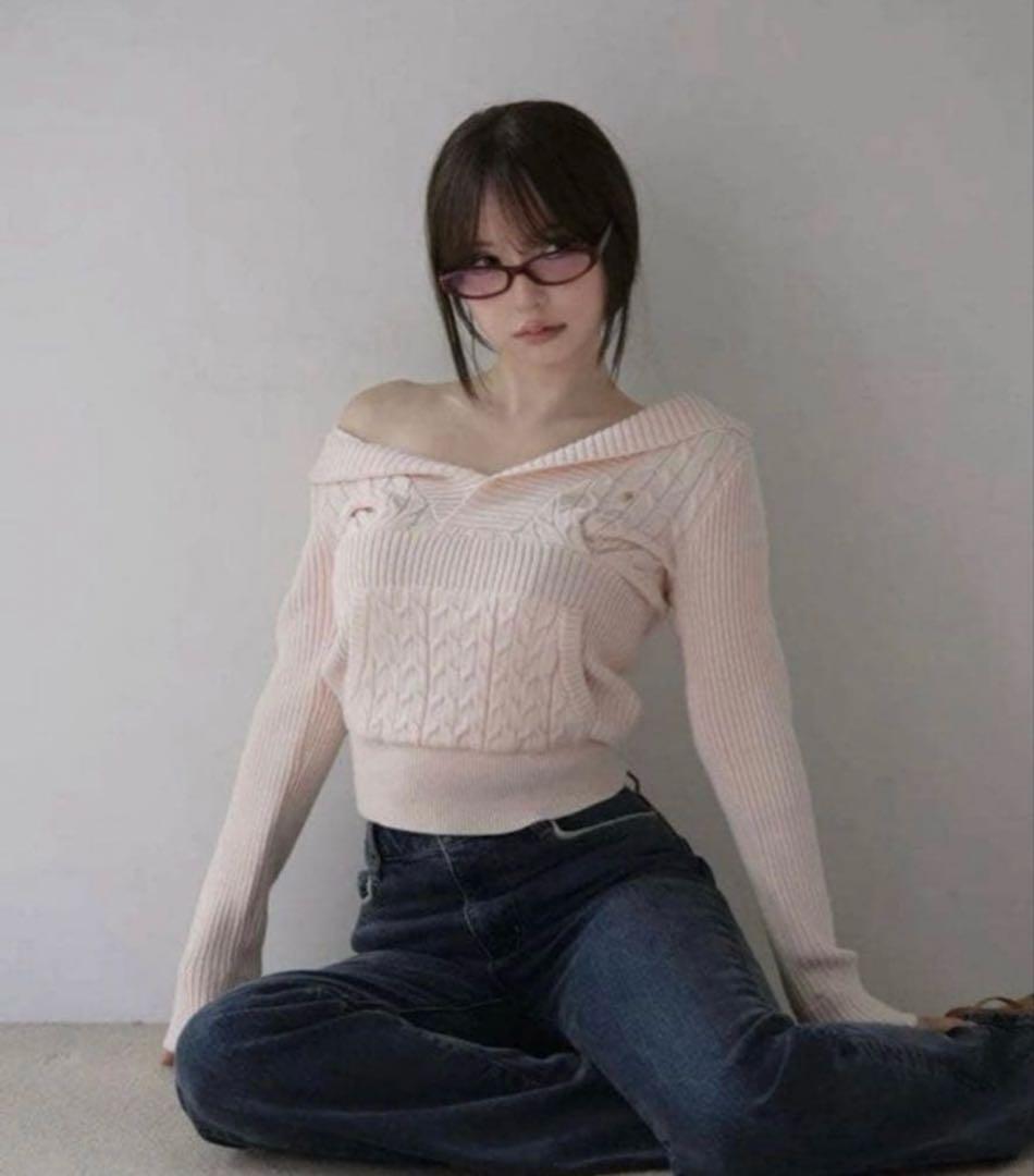 トップス Andmary Taylor hoodie knit tops pink