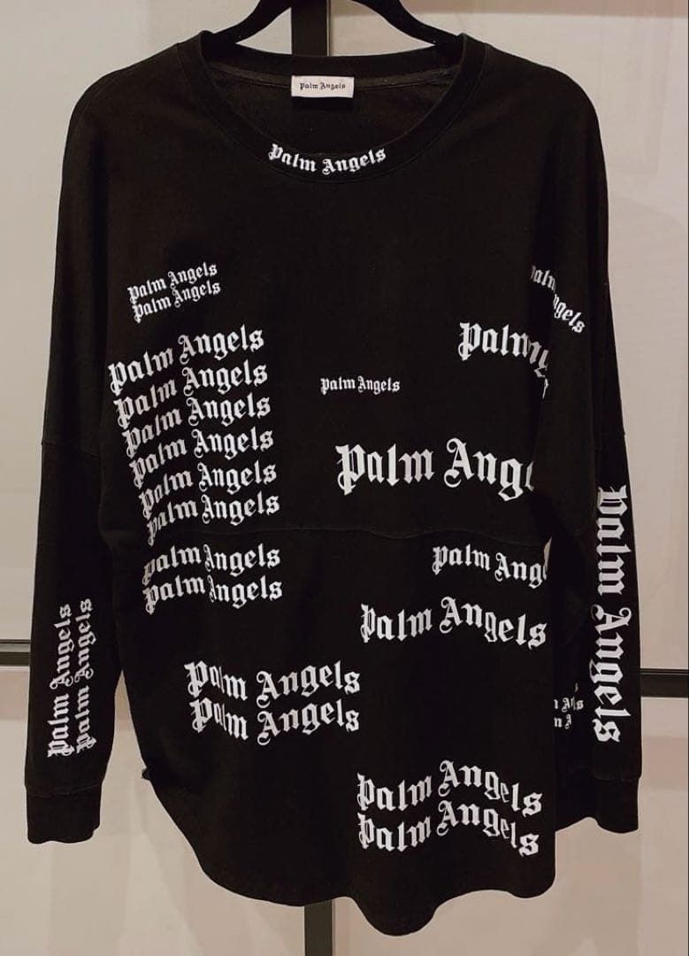 パームエンジェルス ロンT カットソー ブロークンロゴ 総柄 XL