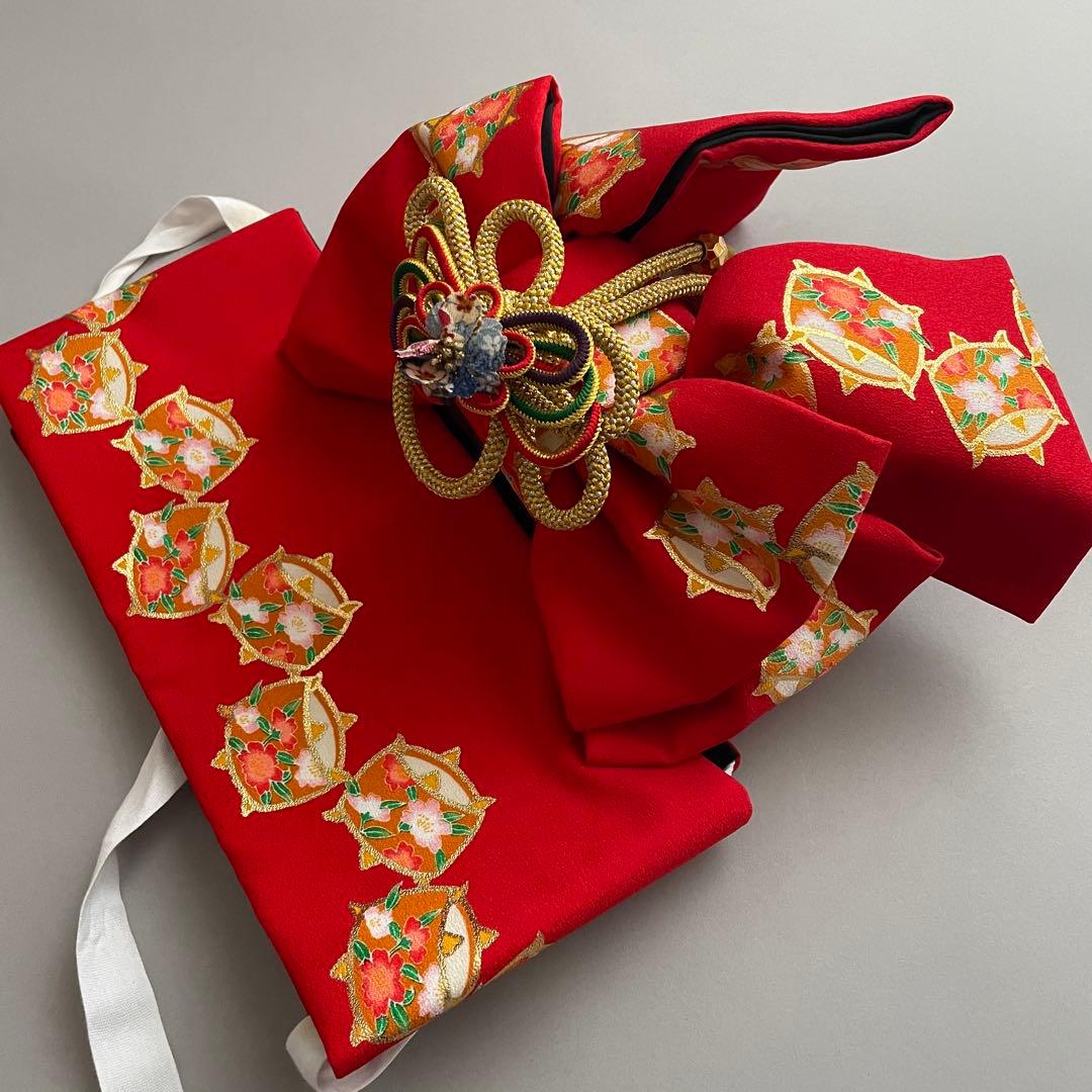 七五三　アンティークお着物セット　３歳〜　作り帯コーデ　髪飾り付き