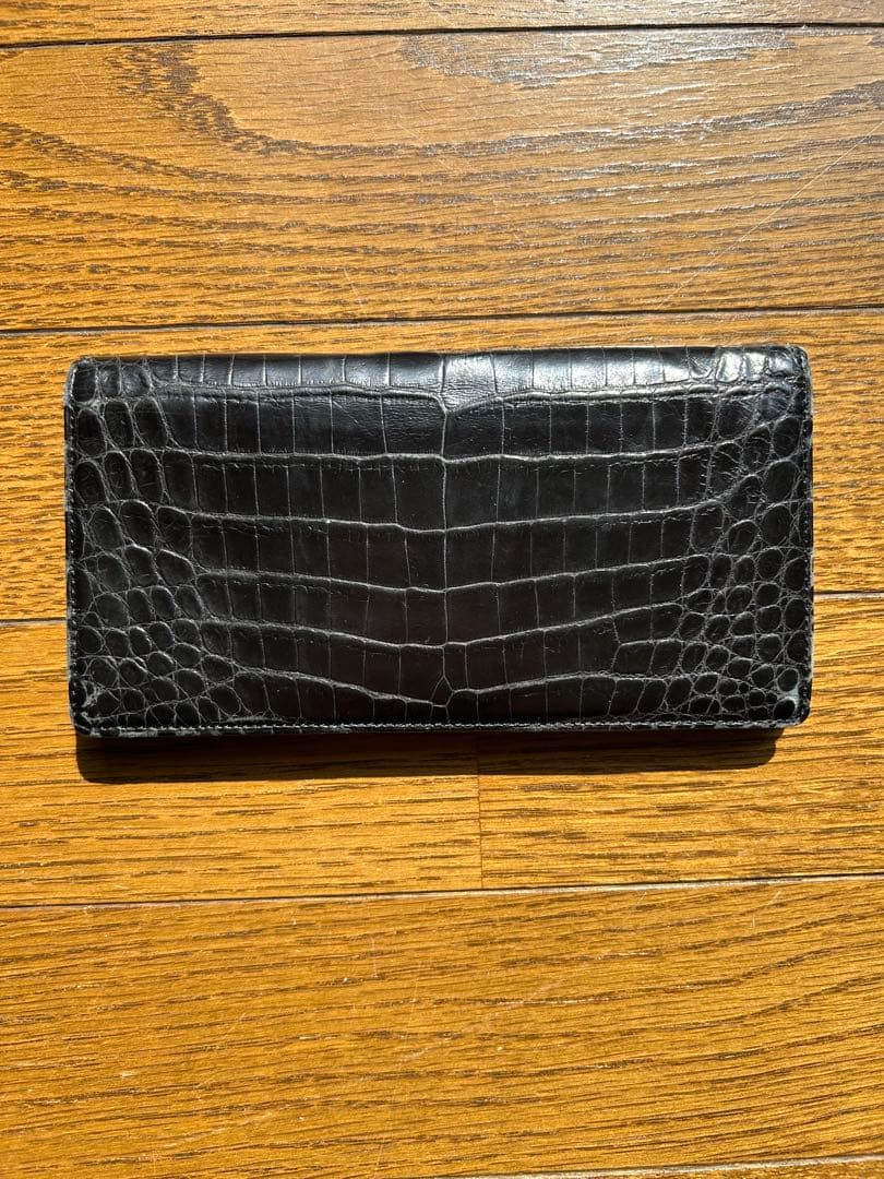 クロコダイルレザー 長財布 ブラック