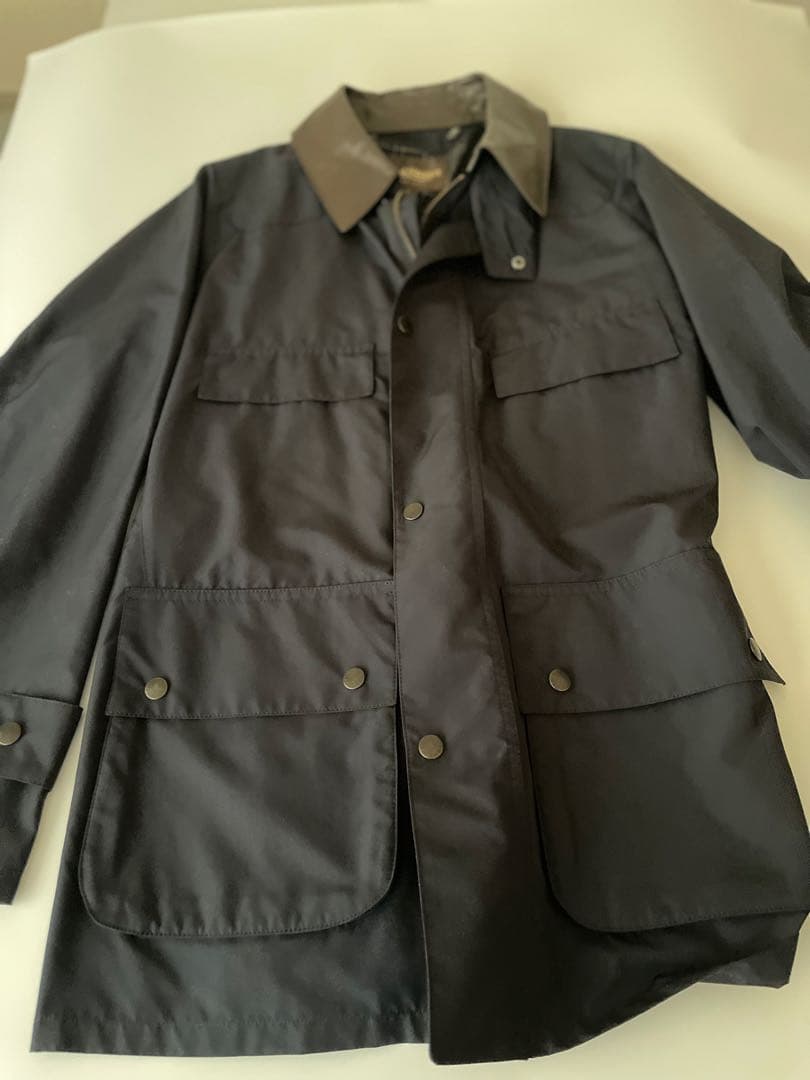 ポールスチュアート　ネイビー ナイロン ジャケット 羊革襟ウールインナー付き　L