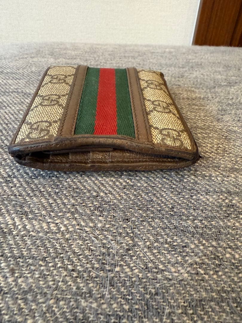 GUCCI 二つ折り財布 ベージュ/グリーン/レッド