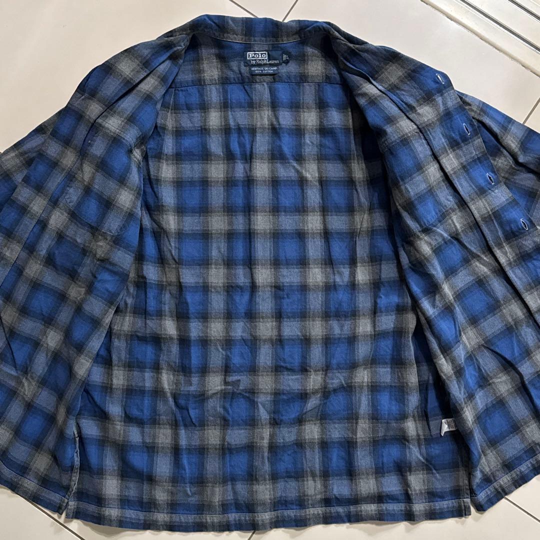90's ラルフローレン オンブレシャツ \"SKI CAMP\" LARGE