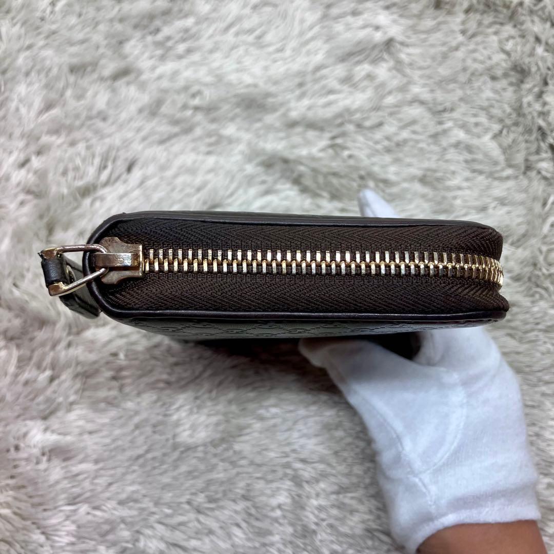 美品✨GUCCI マイクロシマ プレートロゴ GG ラウンドジップ