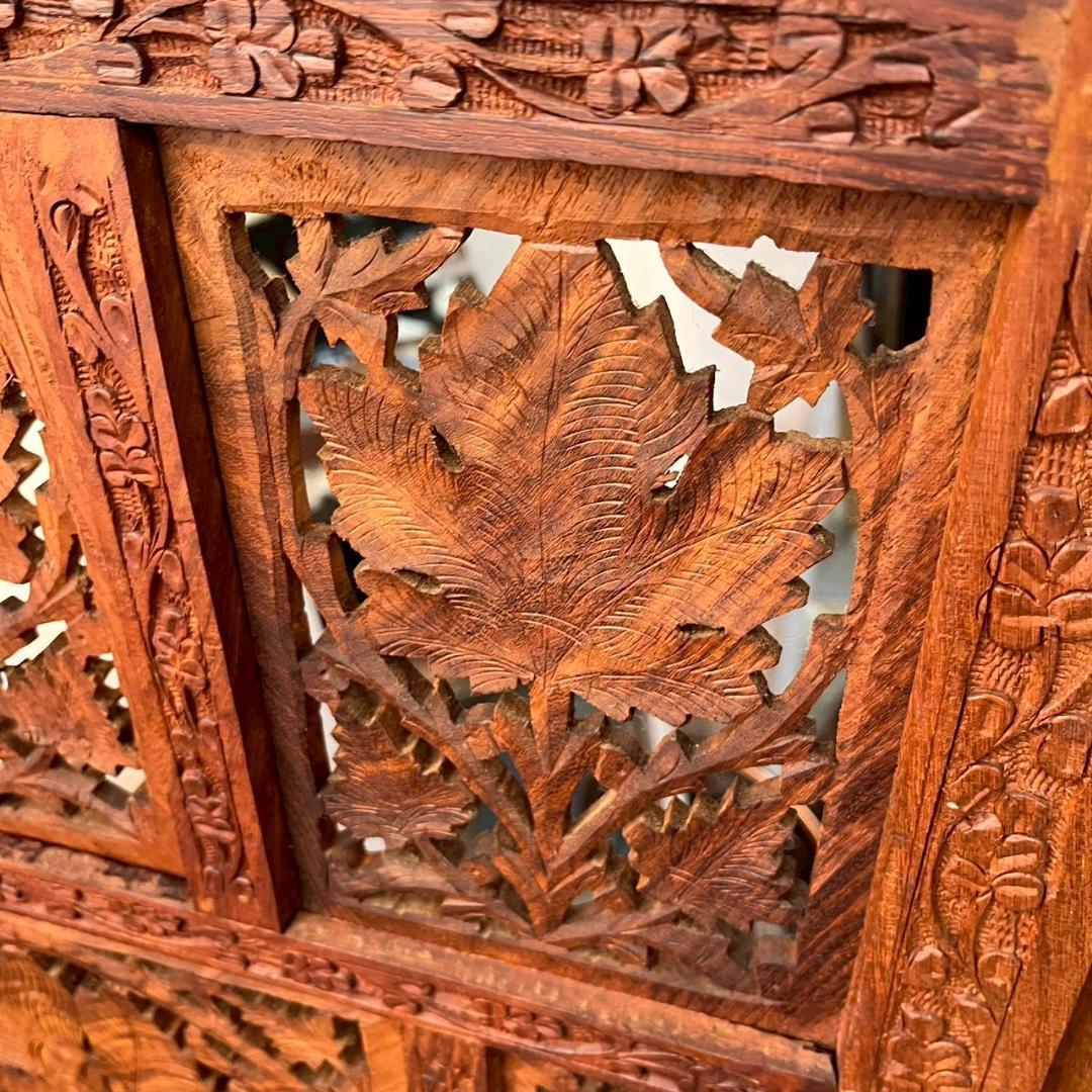 【 チーク 】アジアン パーテンション インド製 衝立 エスニック 仕切り 4連