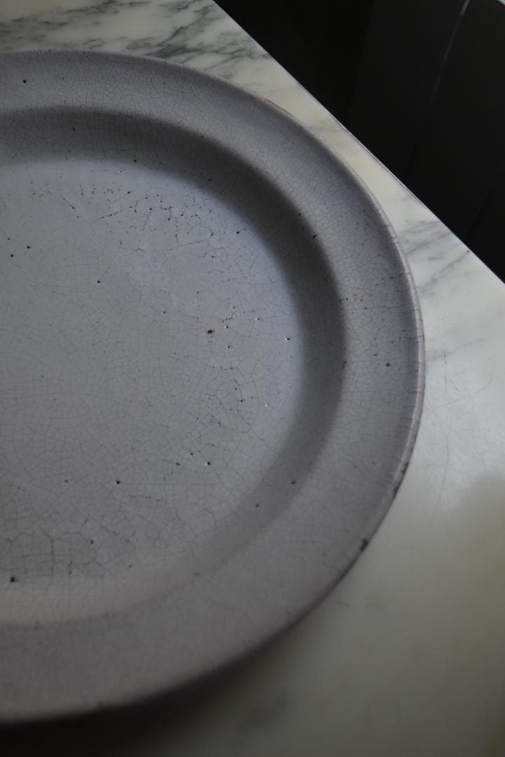 美品フランス19世紀　眺めの良いキュノワール皿　印有　古道具坂田　西洋民藝