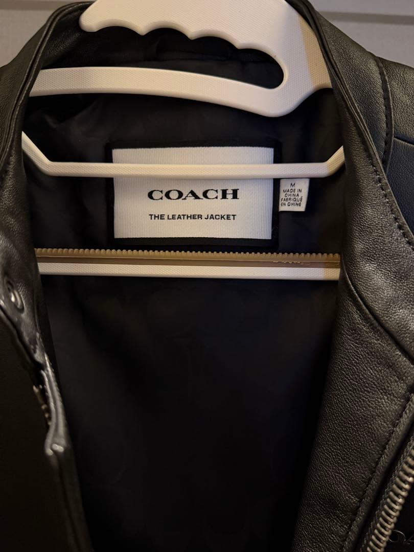未使用COACH ブラック レザー シングルライダースジャケット　M