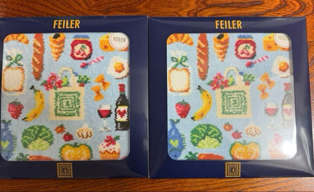 フェイラー　ハンカチ　紀伊國屋コラボ　ブルー&レッド２枚セット