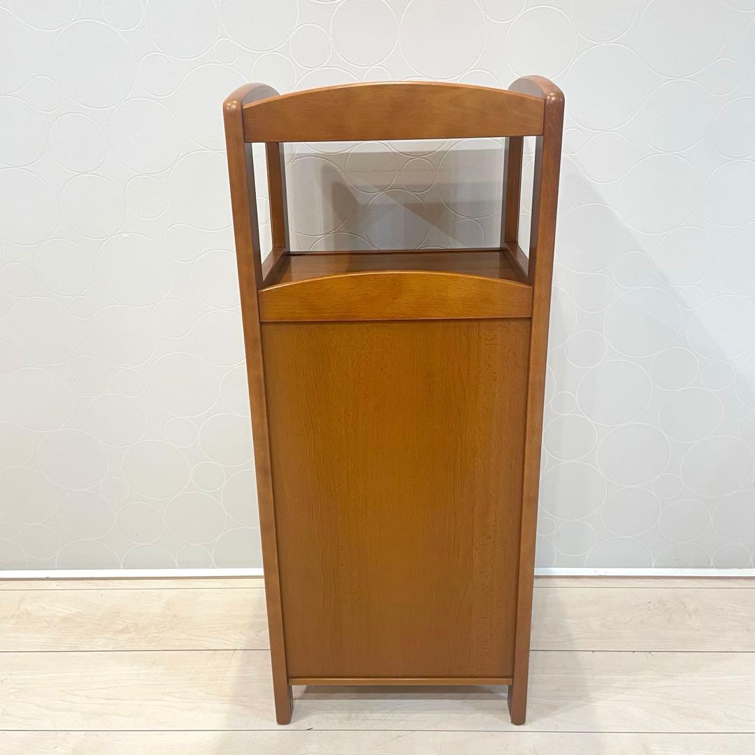 【オールドカリモク】 ラタン 電話台 チェスト 籐扉 レトロ 木製キャビネット