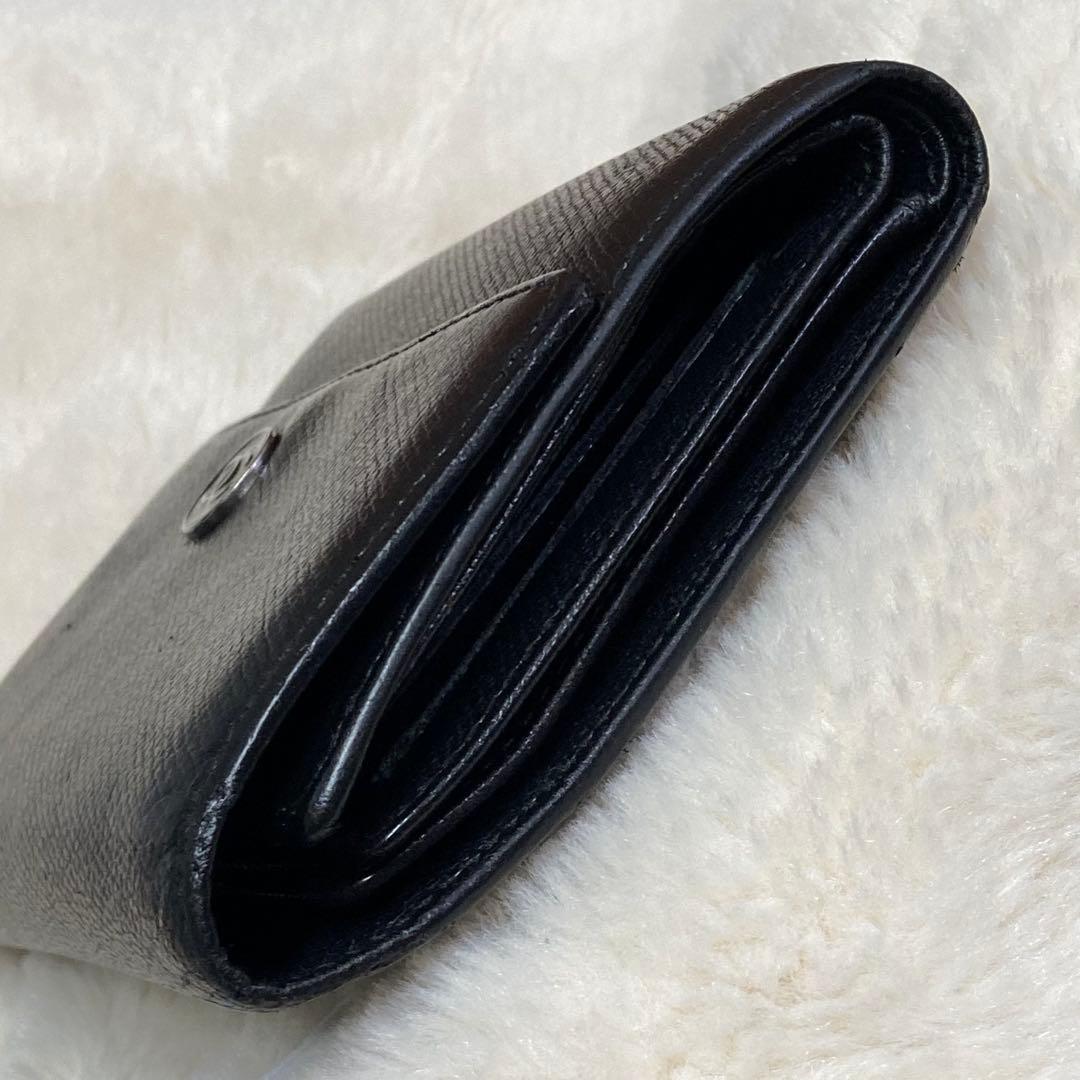 【美品】 CHANEL シャネル 三つ折り財布 レザー ブラック ココボタン