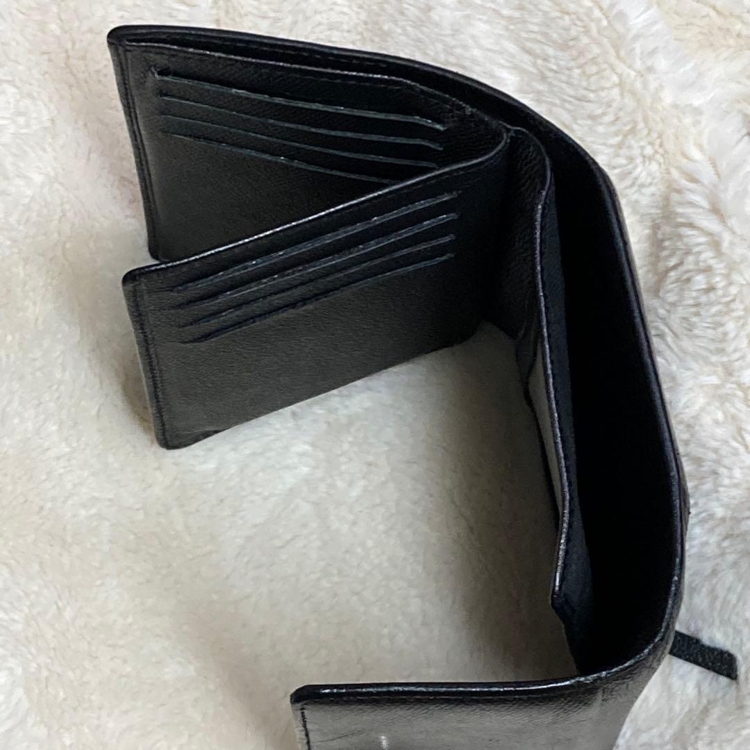 【美品】 CHANEL シャネル 三つ折り財布 レザー ブラック ココボタン