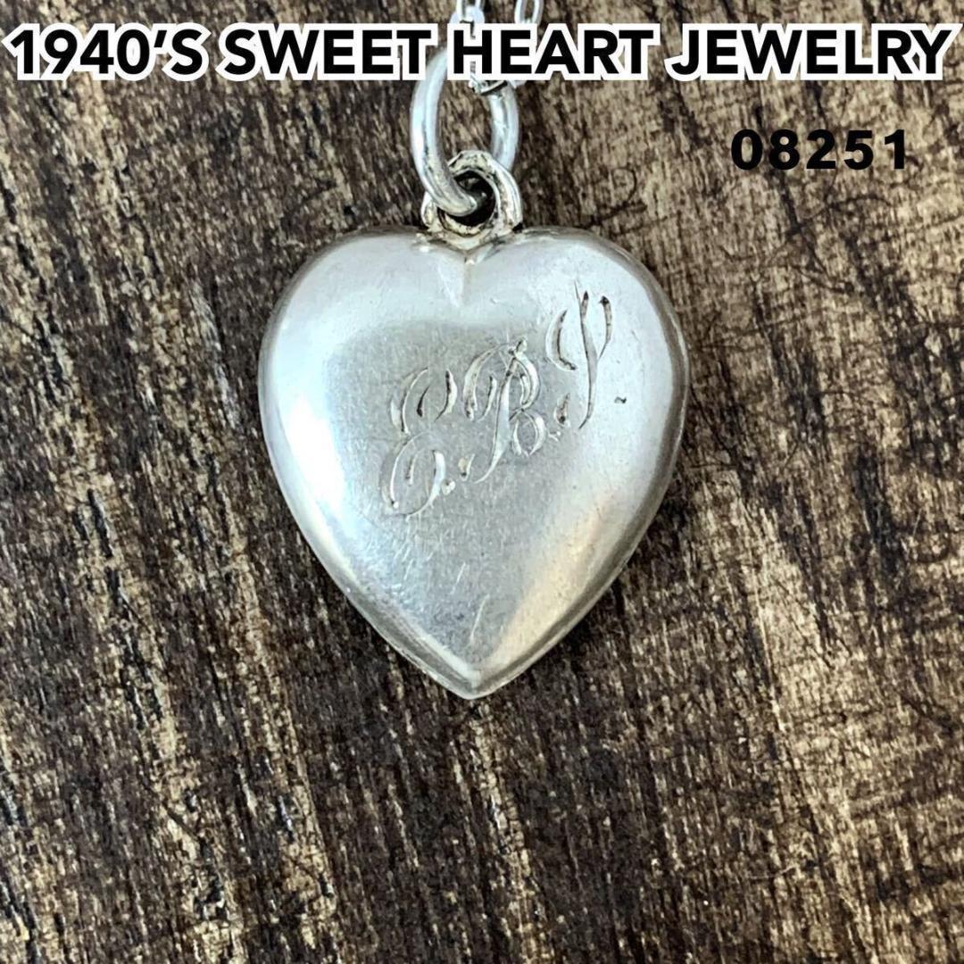 スウィートハートジュエリーイニシャル シルバー ヴィンテージネックレスNAVY1