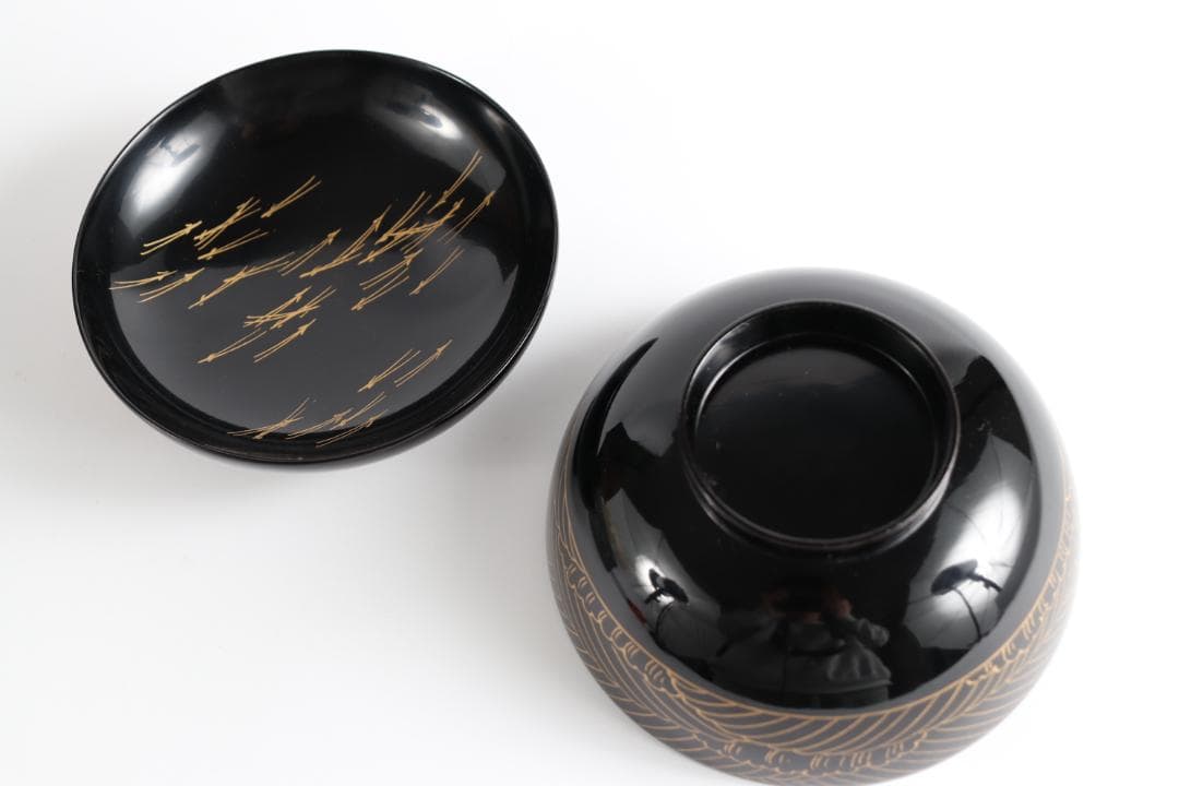 輪島塗 西久保田漆器 鶴金蒔絵 お椀 雑煮椀 汁椀 吸物椀 蓋付椀②
