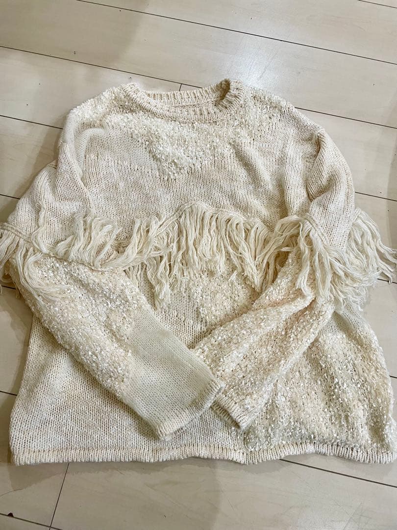 トップス DOCKING PATTERN FRINGE KNIT Ameri