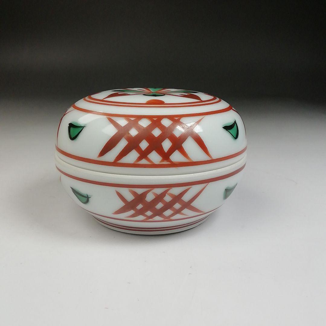 Ｗ１１　香合　『赤絵　香合』『松斎 造』　共箱　茶道具