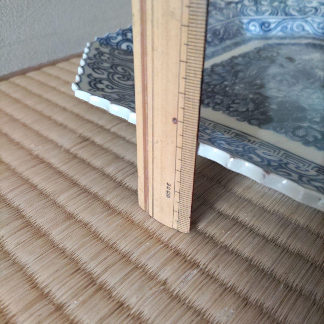 伊万里　線描き　八角形皿 鳳凰
