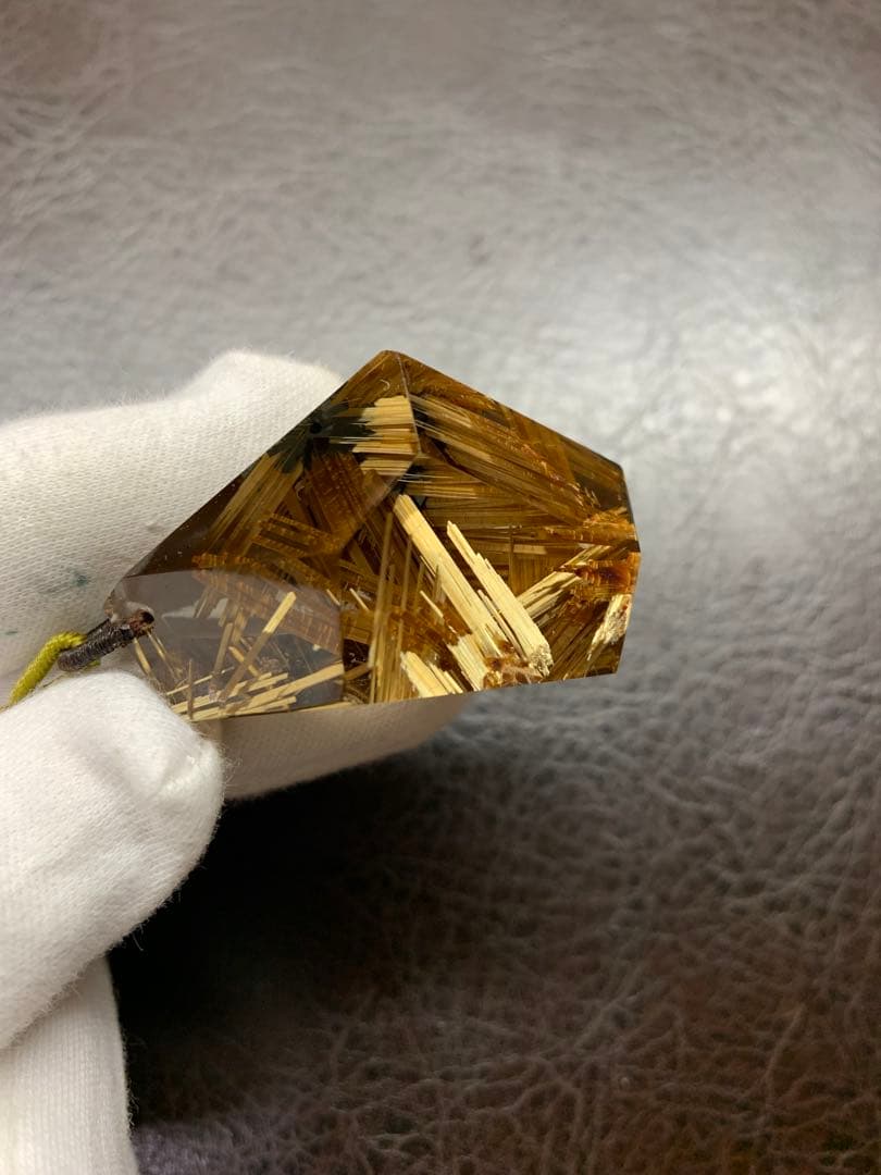 天然ルチルクォーツ 多面カット ペンダントトップ 金針水晶