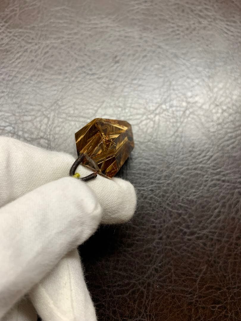 天然ルチルクォーツ 多面カット ペンダントトップ 金針水晶