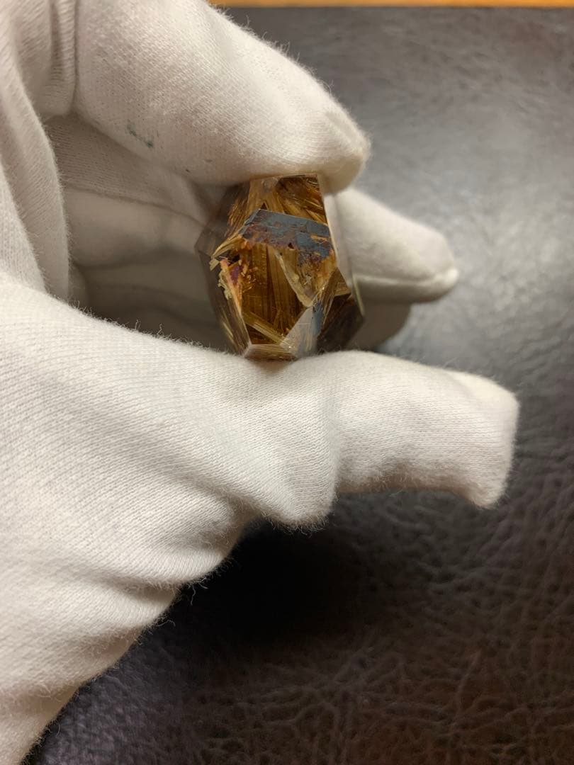 天然ルチルクォーツ 多面カット ペンダントトップ 金針水晶