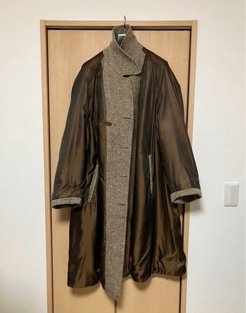 【10】一枚袖 バーバリー Burberry ヘリンボーン ツイードコート