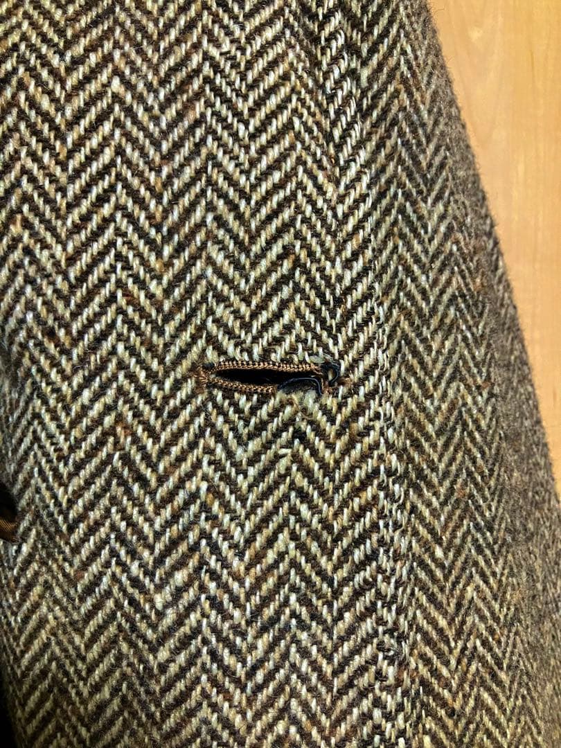 【10】一枚袖 バーバリー Burberry ヘリンボーン ツイードコート