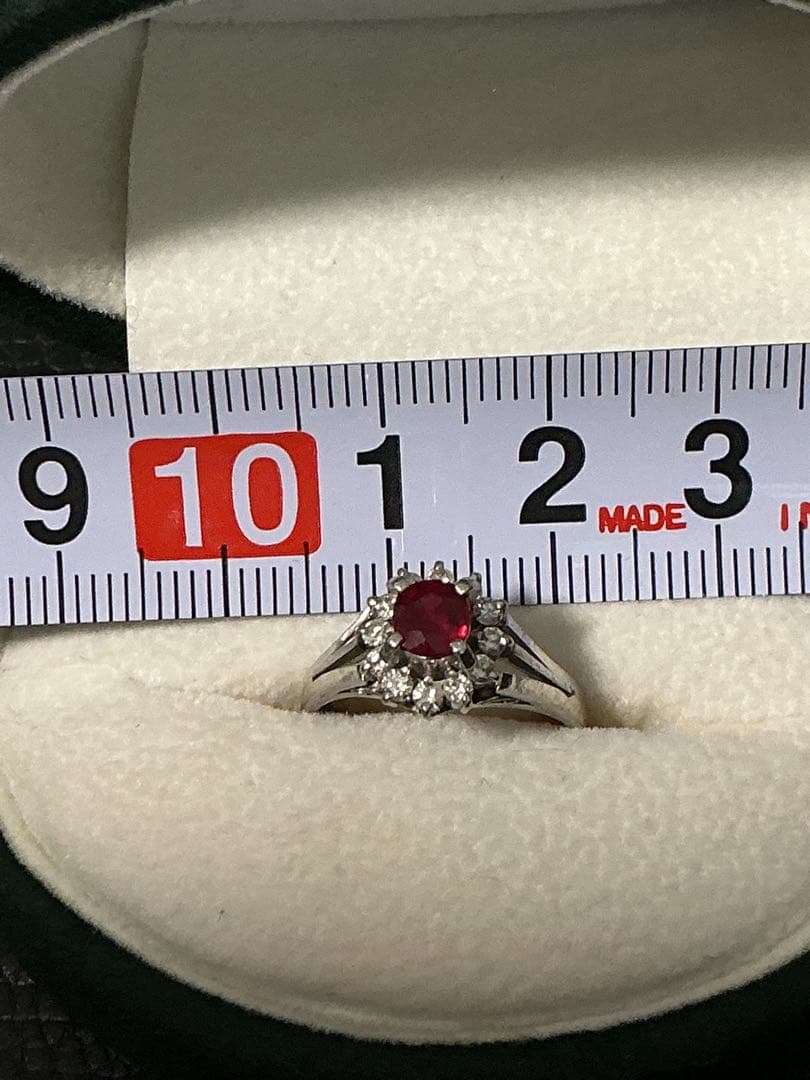 7*3様 刻印有り！本物保証！PT900 ルビー0.53ct ダイヤ0.24ct