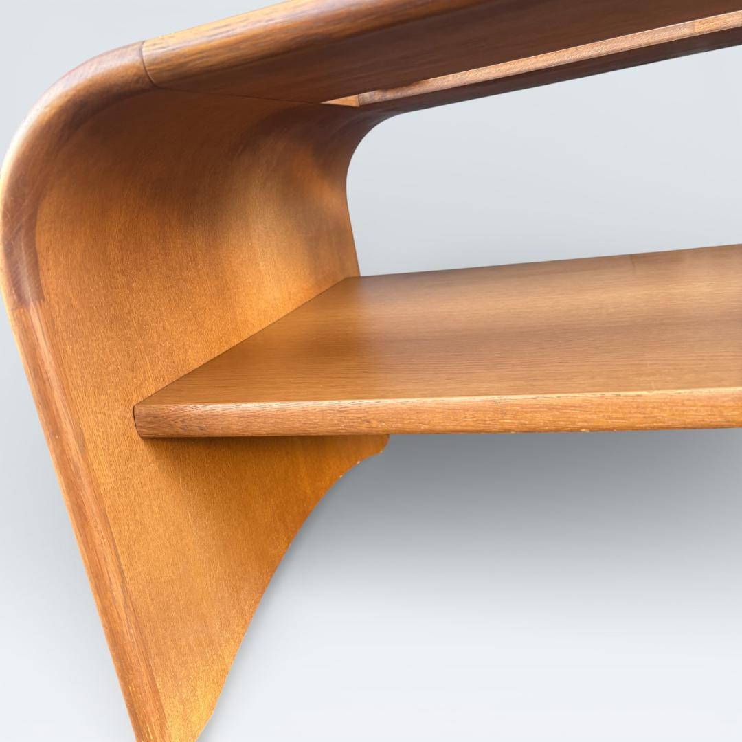 カリモク家具 リビングテーブル ガラス天板 135cm 曲木 センターテーブル